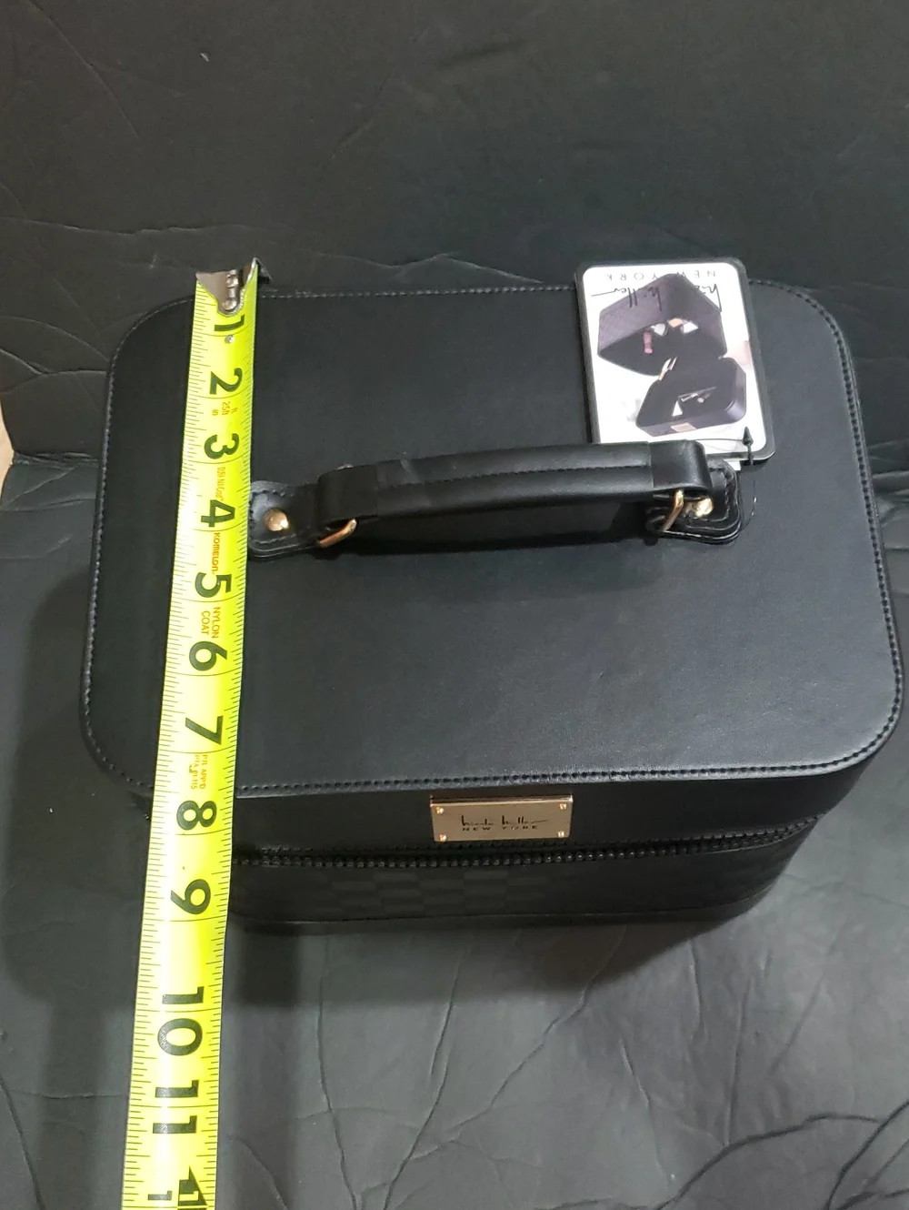 Nicole Miller black damier style large cosmetics beauty hard train case new